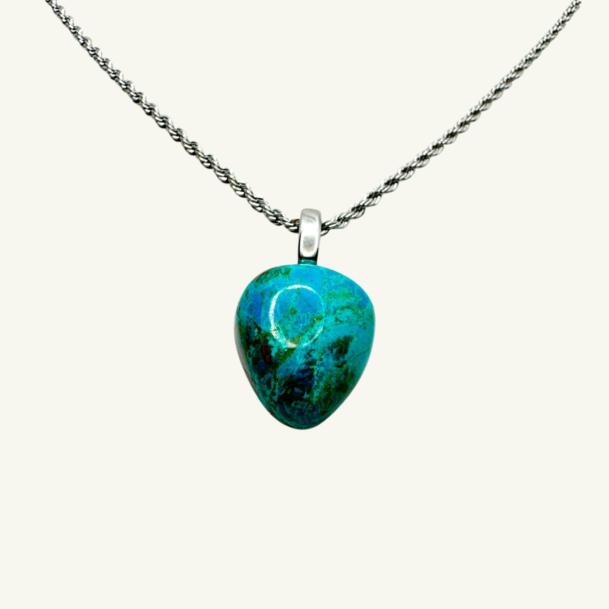 Collana crisocolla goccia 20x18 mm Sharifa Crystals